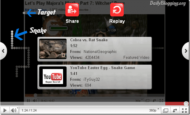 Snake Game in YouTube