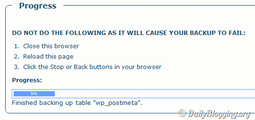 Backup WordPress Database