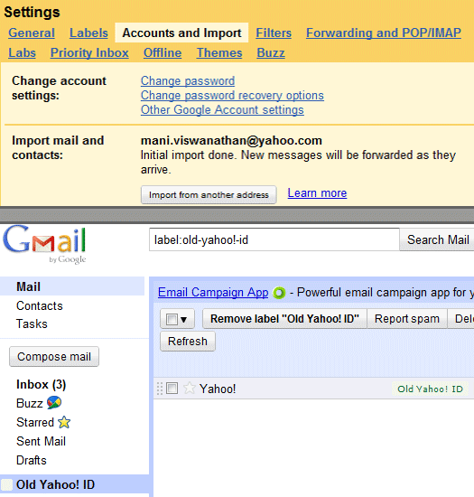 import emails and contacts