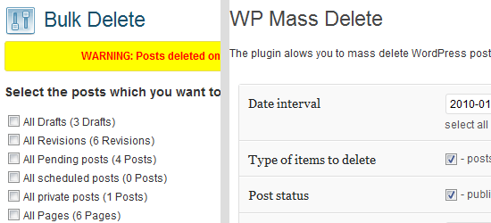 Delete Pending posts plugin
