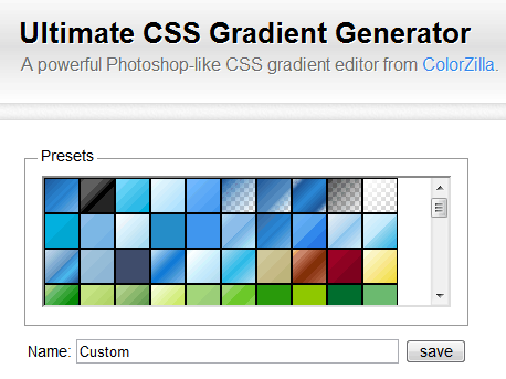 Colorzilla CSS Gradient generator