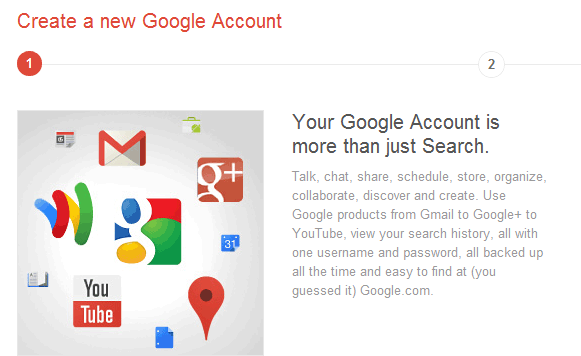 Google Accounts form