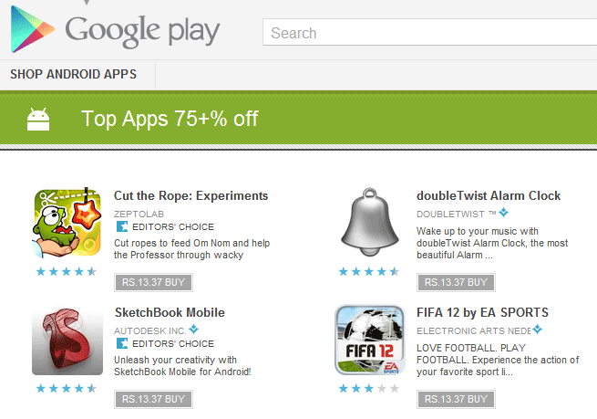 Google Play Apps Discount