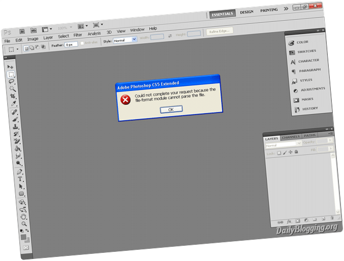 file format module cannot parse the file error