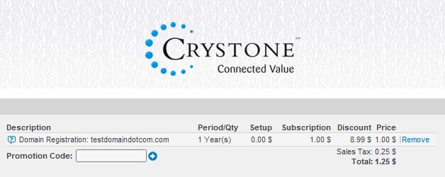 Crystone 1.25$ Domain Discount